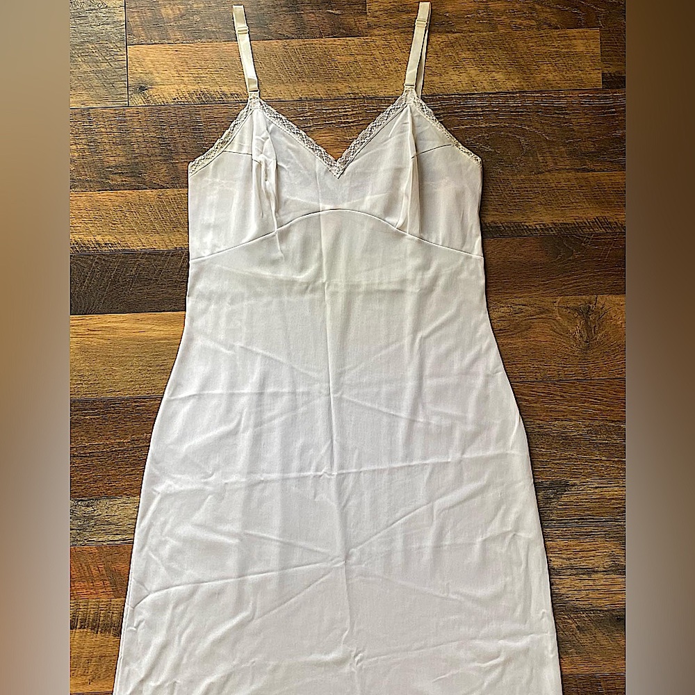 Vintage 60s Gaymode Brand White Nylon Slip Dress White Size 36/14